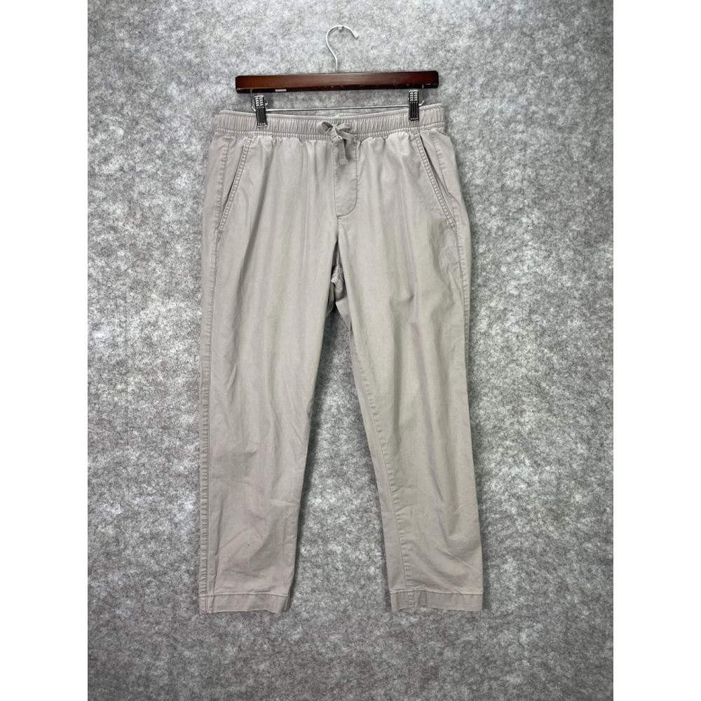 Gap Easy Pant Mens Small Gray Elastic Waist Drawstring Chino Pants Pull On